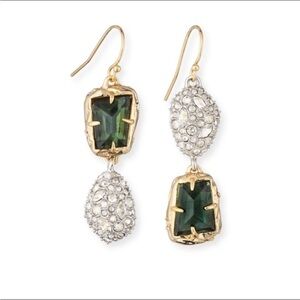 ALEXIS BITTAR • Mismatch Rocky Crystal Emerald Green Drop Earrings